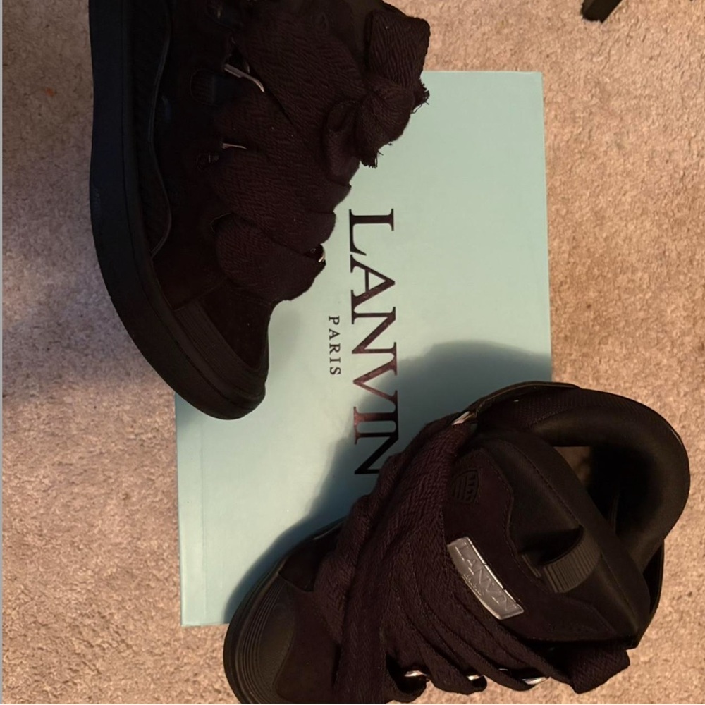 Lanvin Black High-Top Sneakers with Unique Laces